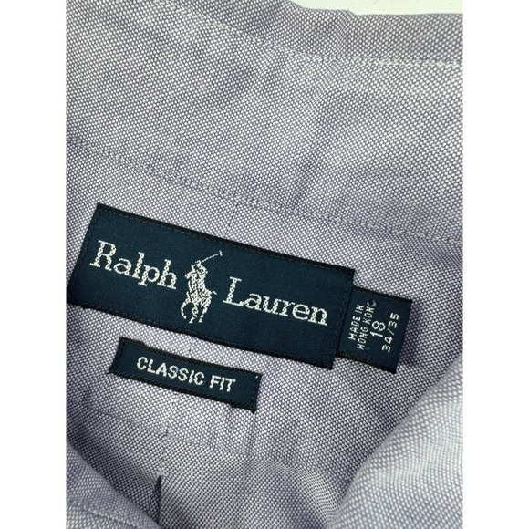 Ralph Lauren Classic Fit Oxford Shirt 18 Purple Button Down Pony Men  34 35 - Picture 2 of 10
